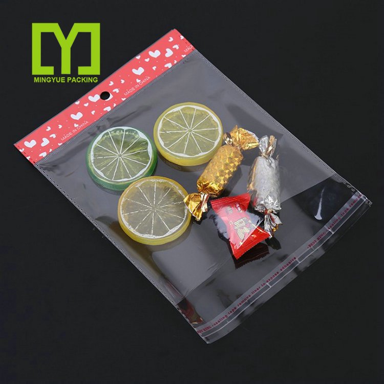 Custom printing self adhesive poly header card plastic opp bag for food craft toys packaging gravure printing plastic opp bag