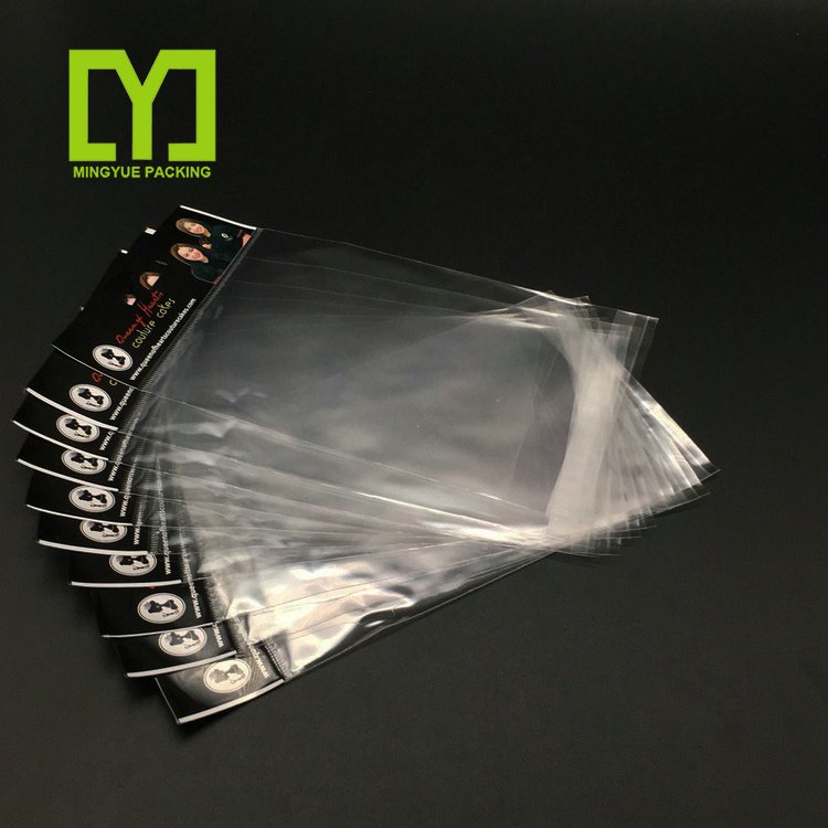 Custom printing self adhesive poly header card plastic opp bag for food craft toys packaging gravure printing plastic opp bag