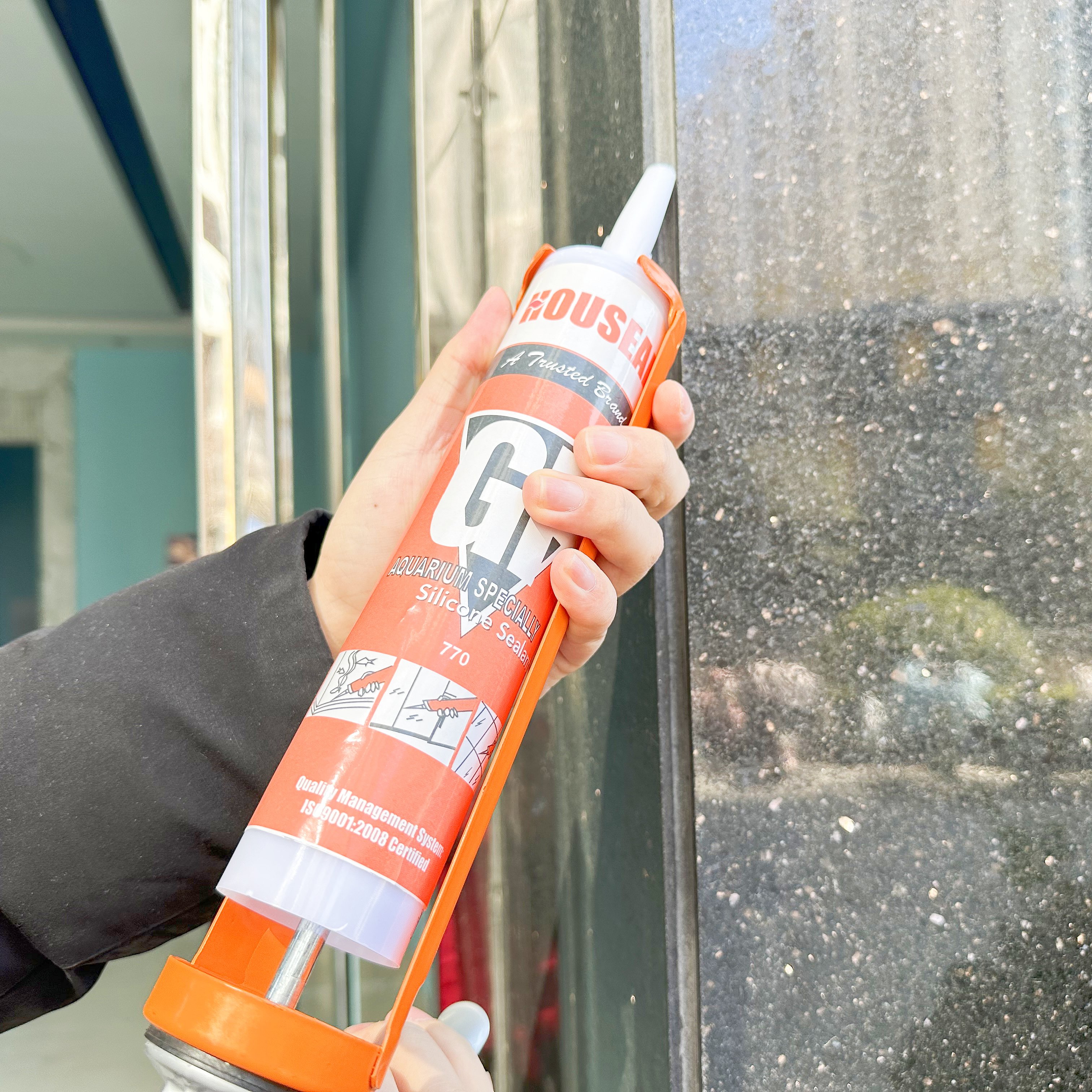 HOUSEAL-770 clear liquid acetic silicone sealing adhesive glazing construction glue for bathroom