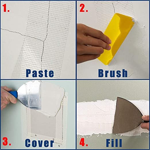 High quality 9*9 70g Stress Crack Glass Fabric Hole Repair self adhesive mesh joint Tape