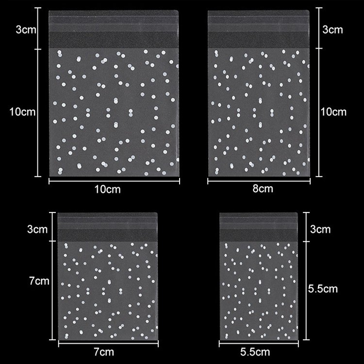Dot frosted self adhesive resealable bag for candy biscuits snow crispy baking