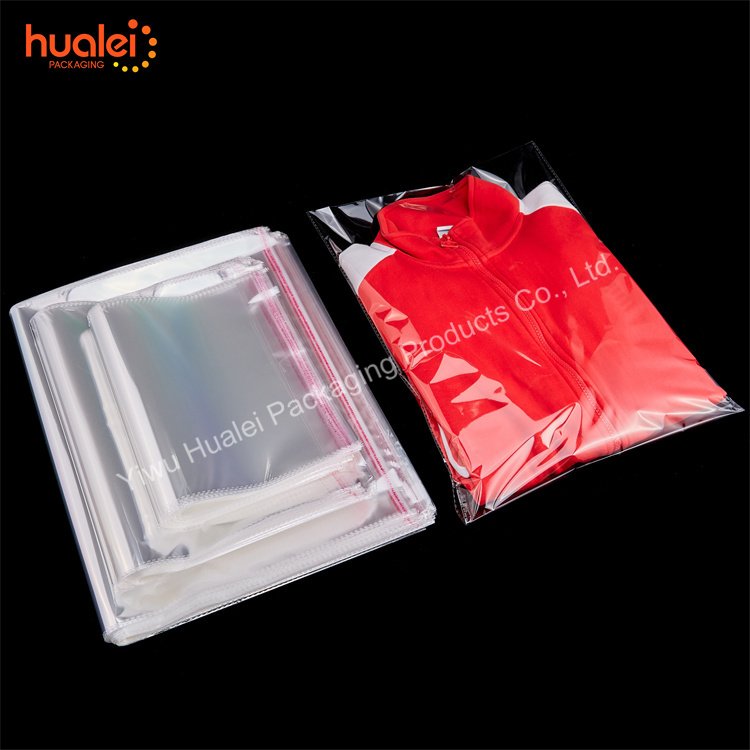 Custom BOPP T-Shirts Clothes Clothing T-shirt Bag Clear Transparent Cello Cellophane Self Adhesive Seal OPP Bags With Logo