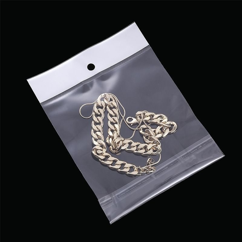 Custom Printed Logo Transparent Cellophane Self Adhesive Accessories Small Poly Plastic Packing BOPP Bags With Hanging Hole