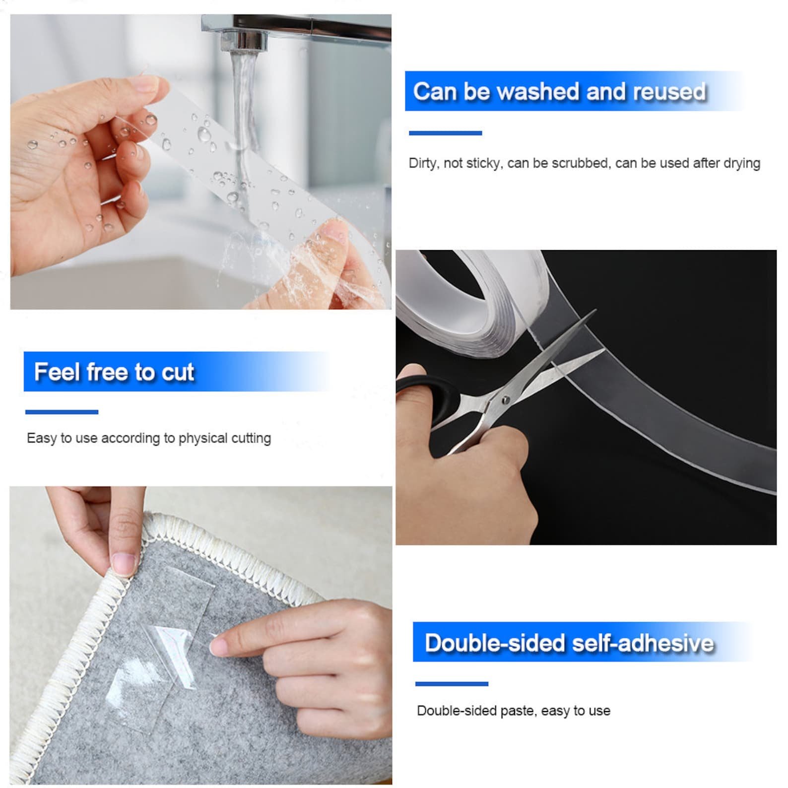 Hot Sale Reusable Multipurpose Heavy Duty Adhesive Two Double Sided Cinta Tape 5M Pu Nano Tape