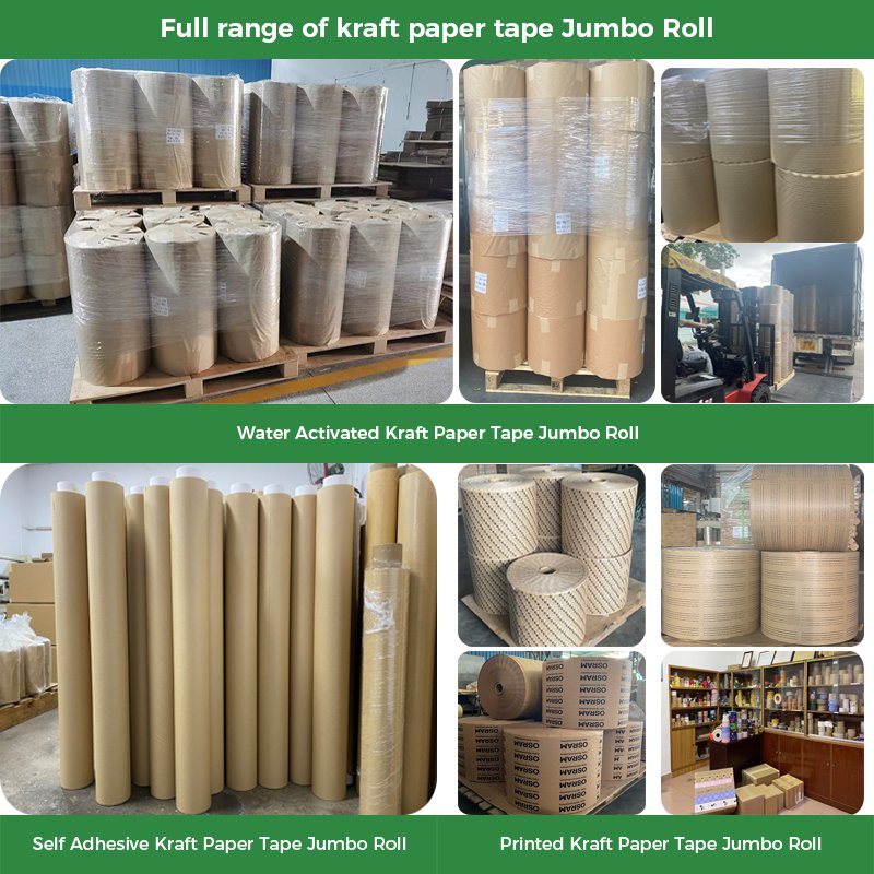 Custom brand printed reinforced water activated self adhesive kraft paper packing tape