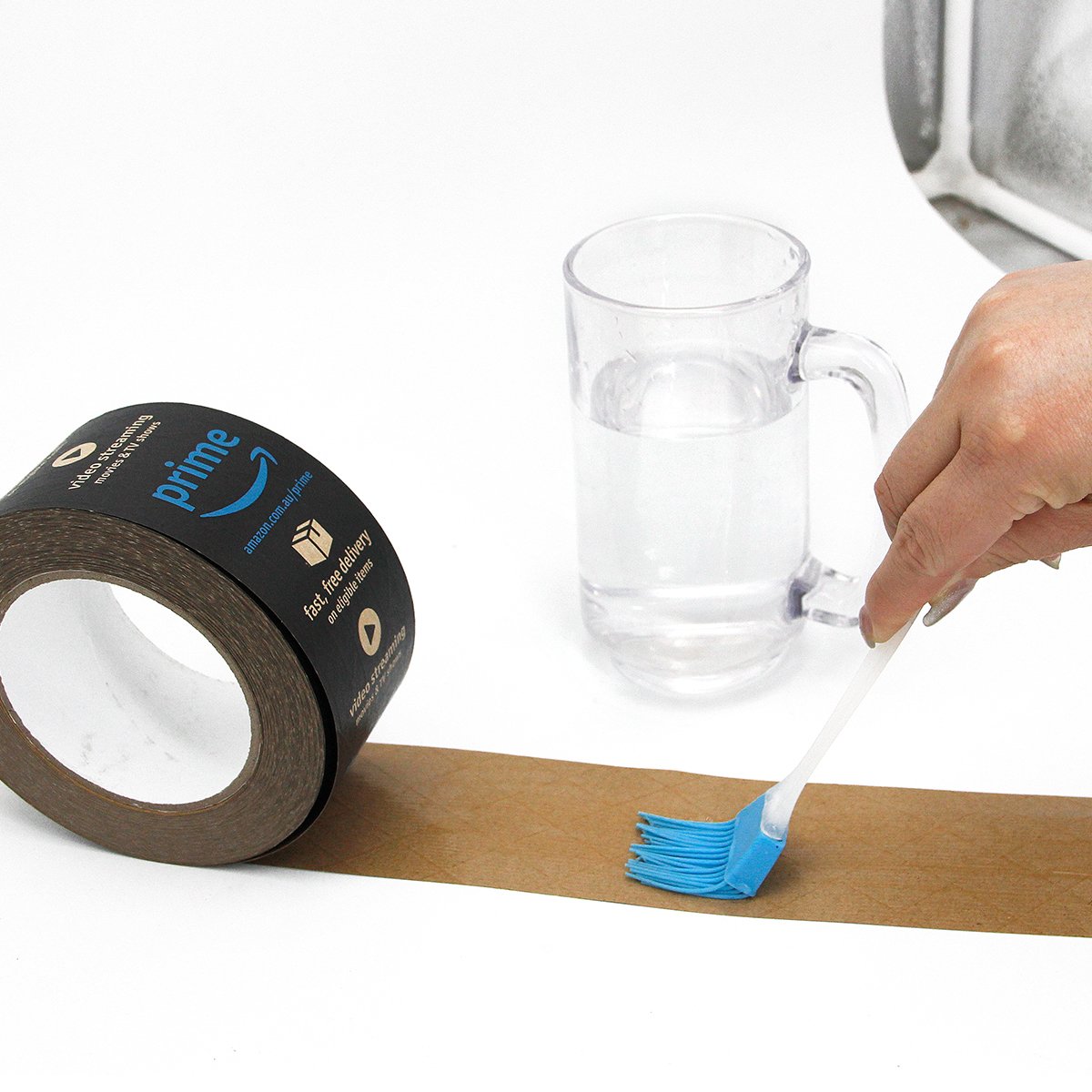 Logo Printed Gummed Kraft Paper Tape Eco-friendly Water Activated Reinforced Black Prime Tape