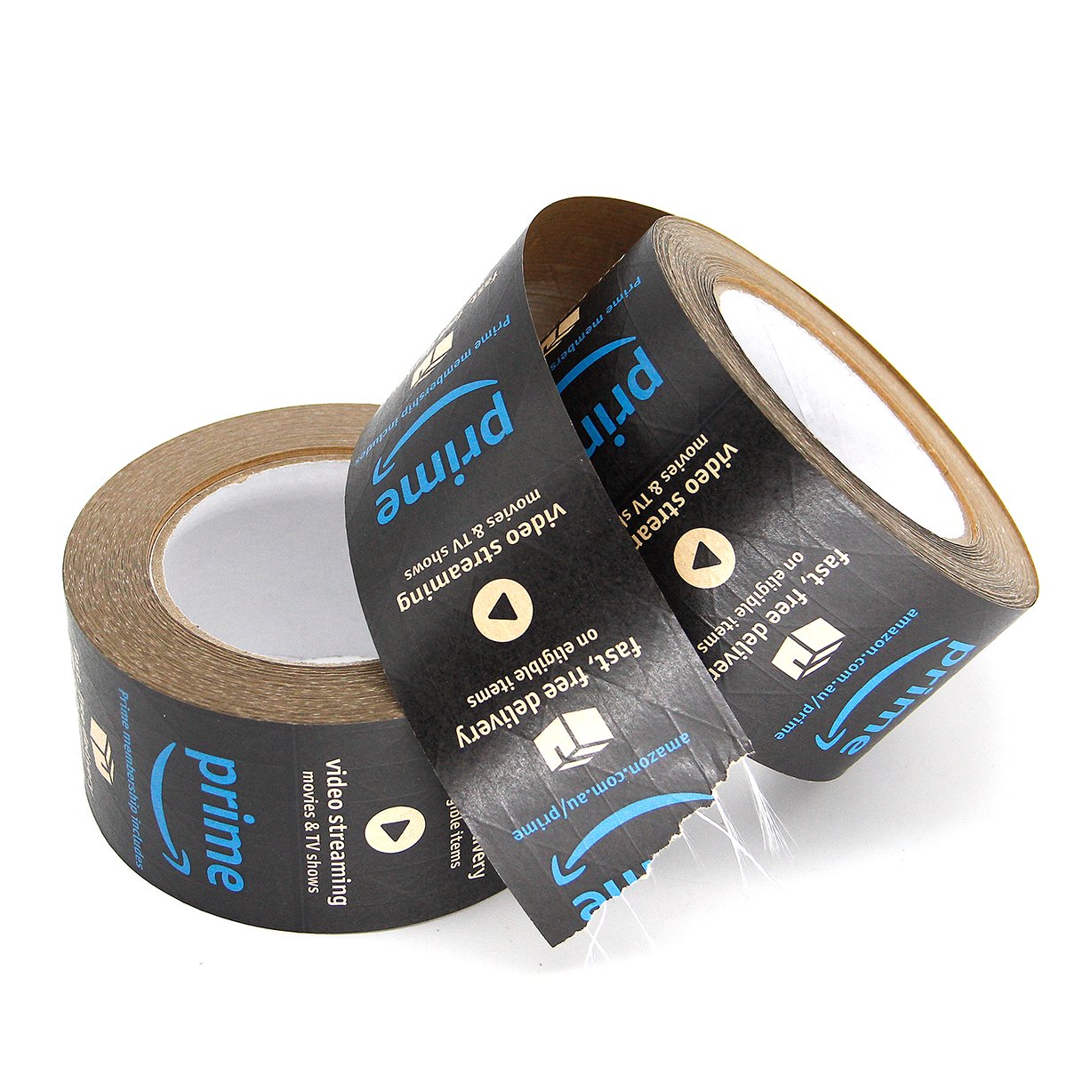 Logo Printed Gummed Kraft Paper Tape Eco-friendly Water Activated Reinforced Black Prime Tape