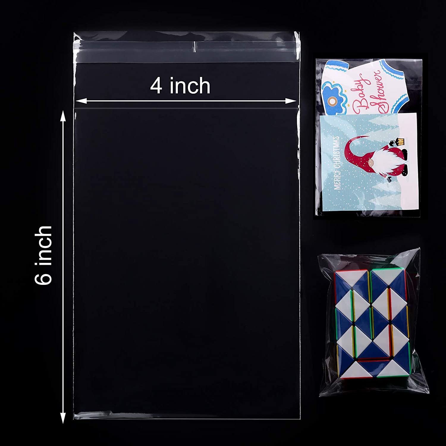 Logo Custom Clear Waterproof Resealable Self Adhesive Plastic Bag Food Packing Cello Bags