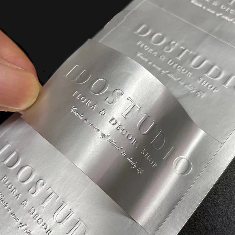 Embossed self-adhesive matte gold silver LOGO custom label stickers packaging seal sticker foil hot stamping