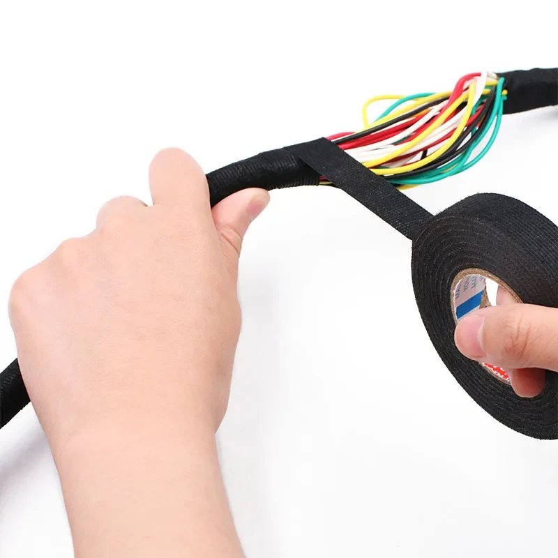 Wire Loom Harness Tape,Wiring Harness Cloth Tape,Black Adhesive Fabric Tape for Automobile Electrical Wire harnessing Noise