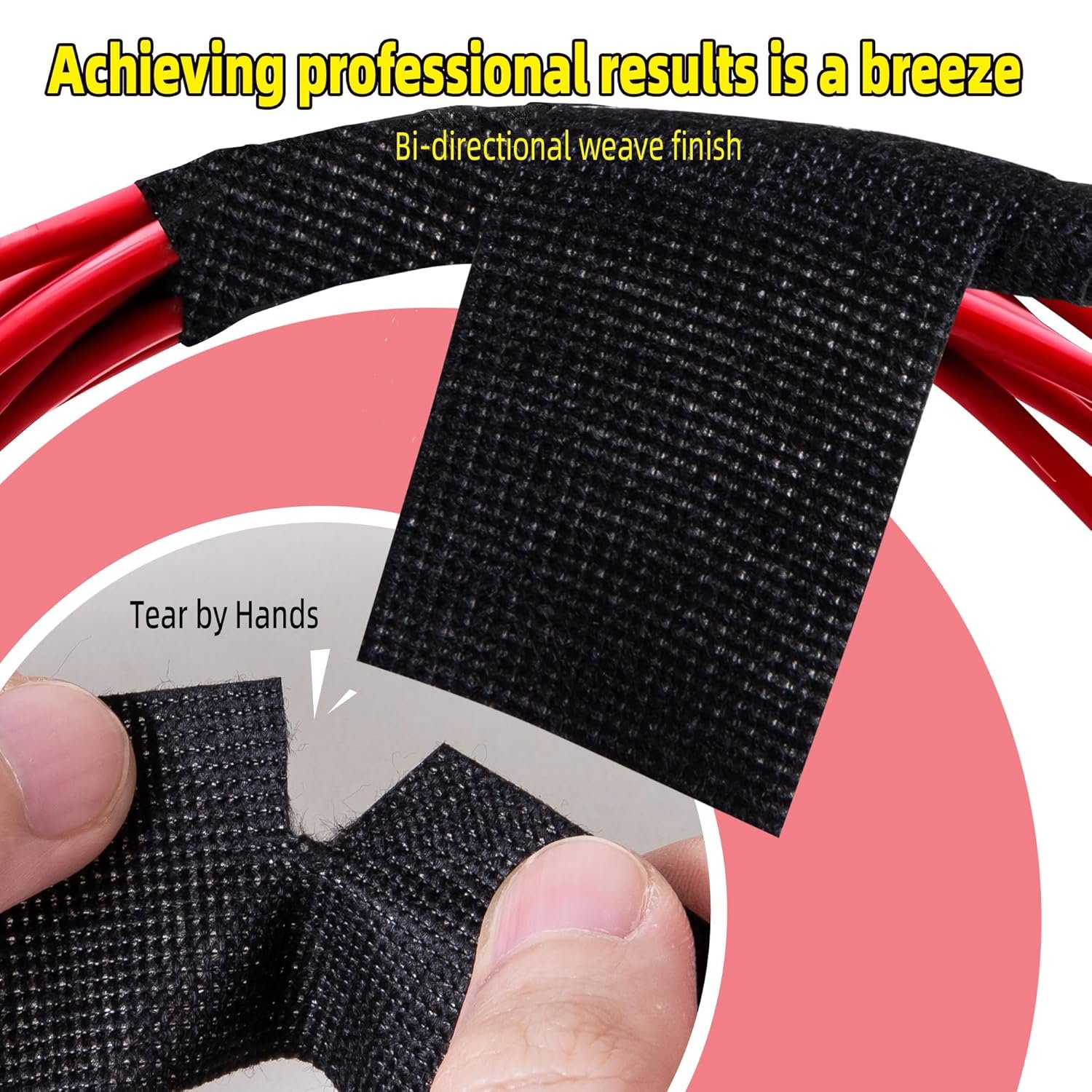 Wire Loom Harness Tape,Wiring Harness Cloth Tape,Black Adhesive Fabric Tape for Automobile Electrical Wire harnessing Noise