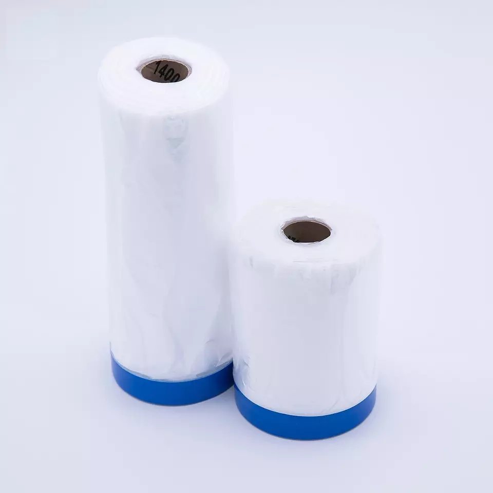Bailida Per Roll 4mx300m Auto Low Tack Plastic Dust Masking Film Tape for Car Paint/Automotive/Window masking