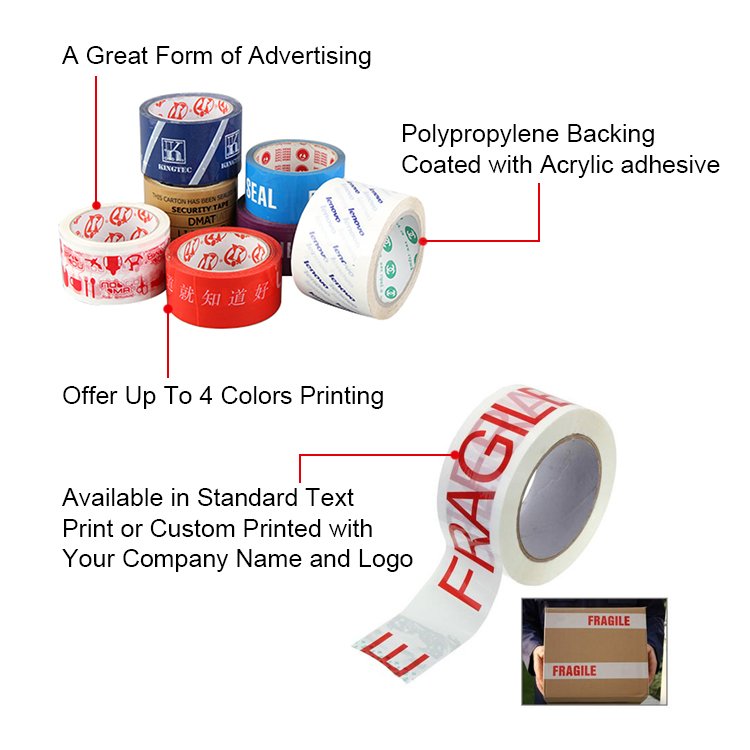 Custom Logo Printed Boop Adhesive Clear Packaging Tape Waterproof Acrylic Double Sealing Tape Bopp Offer Printing 10 Days CN;GUA