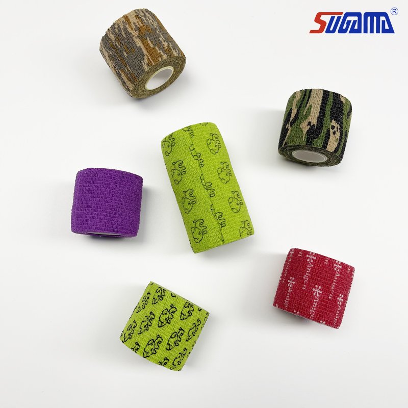 factory supply colorful self-adhesive bandage adhesive elastic bandage with many sizes