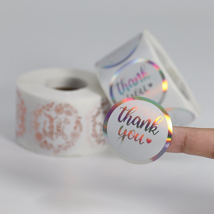 1Inch 100Pcs Beautiful Round PVC Adhesive Thank You Stickers for Supporting My Small Business
