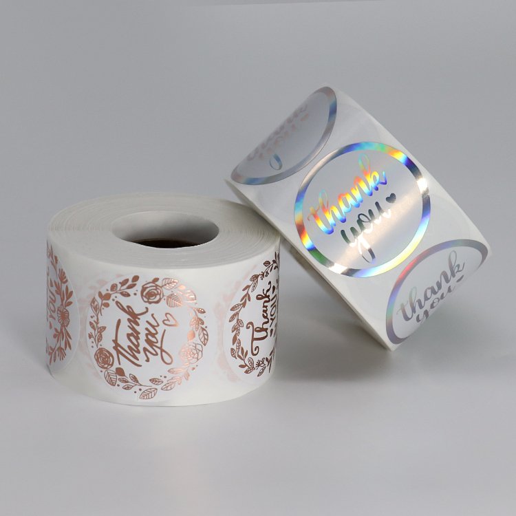1Inch 100Pcs Beautiful Round PVC Adhesive Thank You Stickers for Supporting My Small Business