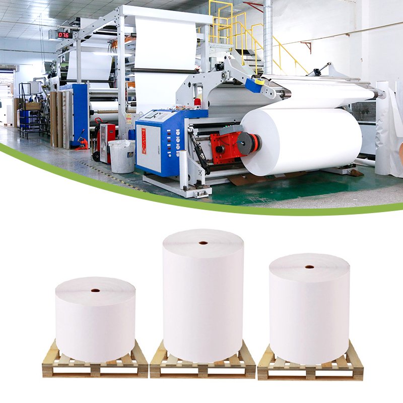 Top Coated Self Adhesive Paper Semi Glossy Sticker Direct Thermal Label Jumbo Roll