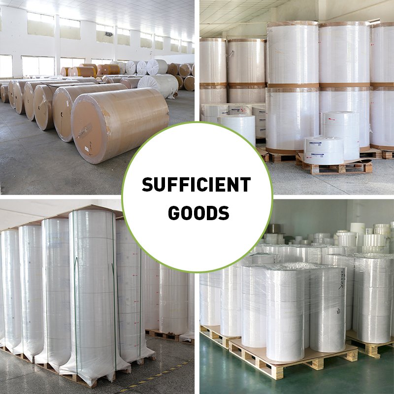 Top Coated Self Adhesive Paper Semi Glossy Sticker Direct Thermal Label Jumbo Roll