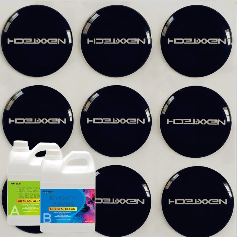 Crystal Clear Two Parts Epoxy Resin Self Adhesive For Dome Sticker