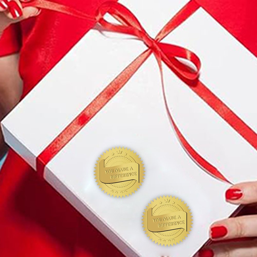 Self Adhesive Embossed Gold Stickers Medal Decoration Labels You Make a Difference Embossed Certificate Seals