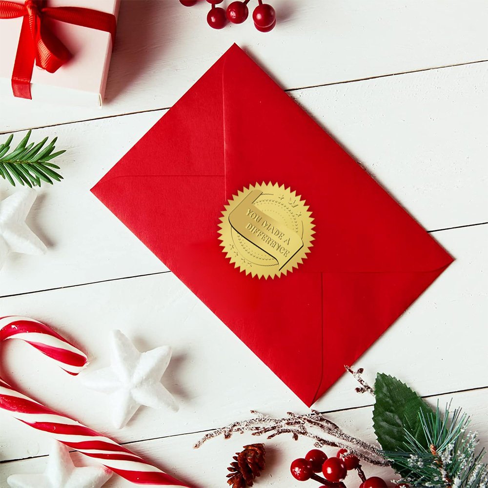 Self Adhesive Embossed Gold Stickers Medal Decoration Labels You Make a Difference Embossed Certificate Seals