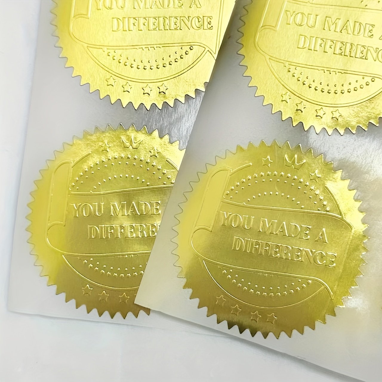 Self Adhesive Embossed Gold Stickers Medal Decoration Labels You Make a Difference Embossed Certificate Seals