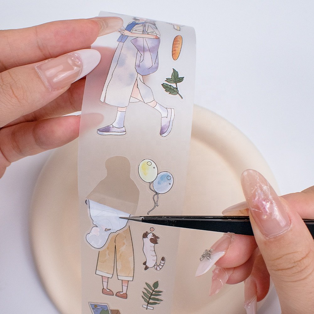 Die Cut PET Tape Custom Printed Waterproof Pre-cut PET Matte Transparent Washi Tape for Journal Planner Scrapbook Decoration