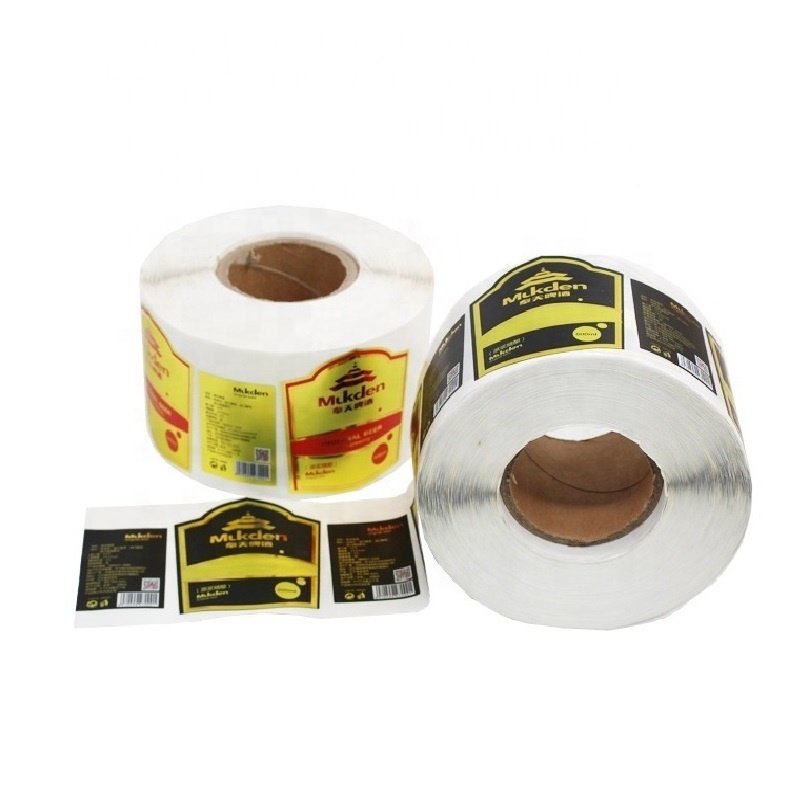 private logo printing clear sticker labels custom round roll adhesive label waterproof packaging stickers price wholesale