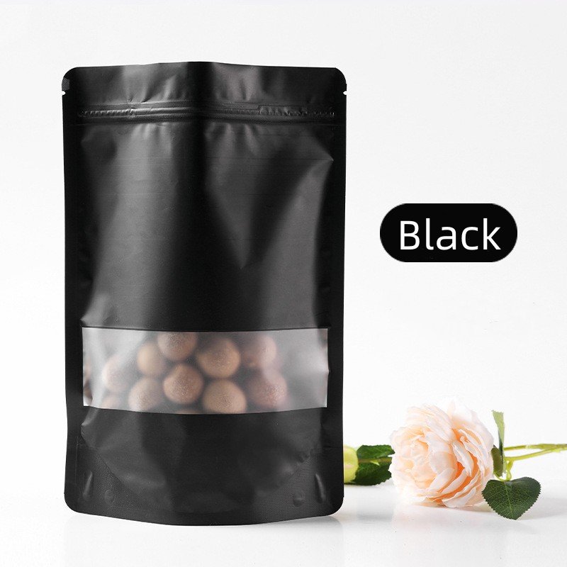 LingJie Colorful Ziplock Aluminum Foil Doypack With Window Custom Plastic Packaging Bag for Snack Nuts Candy Biscuit