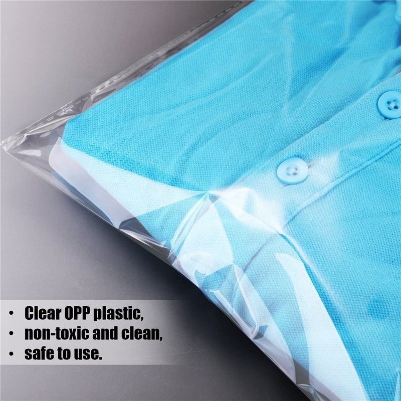 Clear Apparel Bags Self Sealing Adhesive OPP Poly Plastic Bags for T-Shirt and Clothes Packaging, 8.7 x 12.6 inches