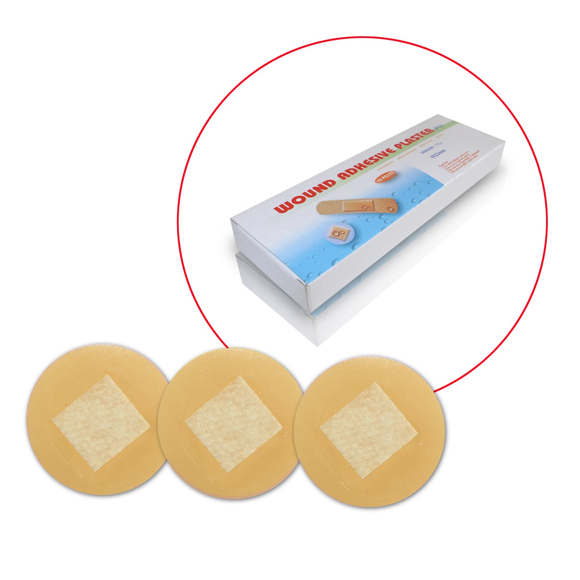 Round Type PE Yellow Color Waterproof wound plaster/wound adhesive plaster 22mm