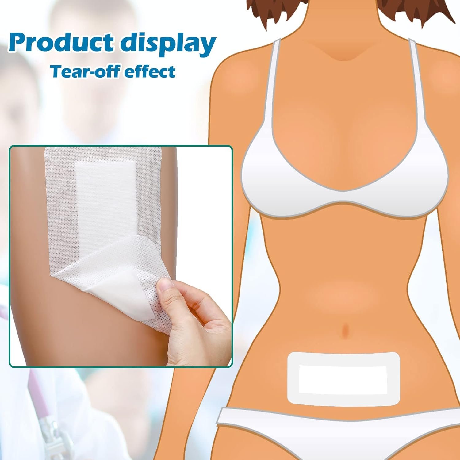 C-Section Incision Adhesive Island Dressing Bandage Breathable Bordered Gauze Pads for Adhesive Wounds Cover Women Patients