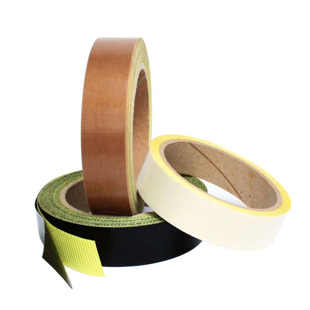 1- Linered Heat Resistant Anti Sticky PTFE Coated Fiberglass Glass Cloth Silicone Glue Self Adhesive Tape with Release Liner