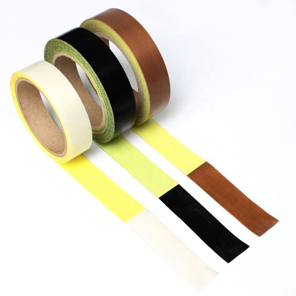 1- Linered Heat Resistant Anti Sticky PTFE Coated Fiberglass Glass Cloth Silicone Glue Self Adhesive Tape with Release Liner