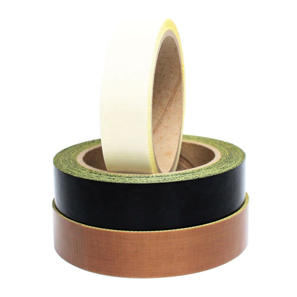 1- Linered Heat Resistant Anti Sticky PTFE Coated Fiberglass Glass Cloth Silicone Glue Self Adhesive Tape with Release Liner