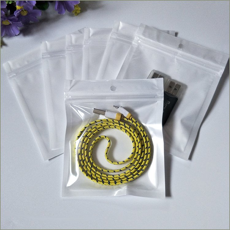 MOQ 100PCS Small Size Customer Printing Packaging Pearl Bag Transparent Self Adhesive Seal Data /USB Cable Opp Packing
