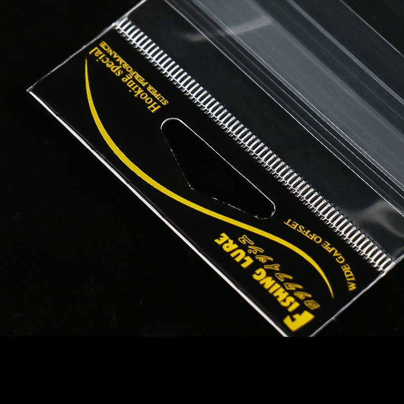 Wholesale custom header card cellophane self adhesive packing clear opp plastic poly plastic bag for fishing hooks opp bag