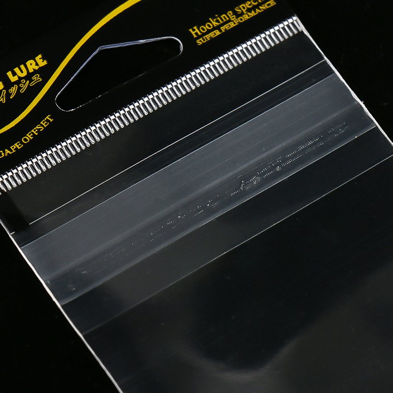 Wholesale custom header card cellophane self adhesive packing clear opp plastic poly plastic bag for fishing hooks opp bag