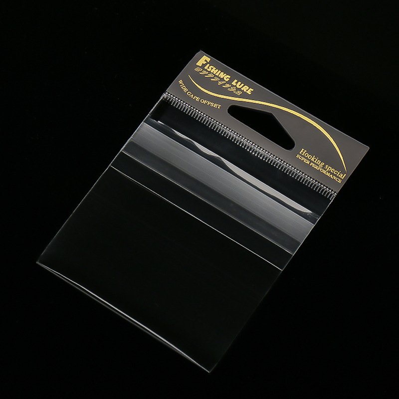 Wholesale custom header card cellophane self adhesive packing clear opp plastic poly plastic bag for fishing hooks opp bag