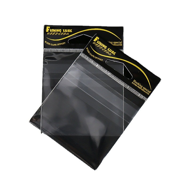 Wholesale custom header card cellophane self adhesive packing clear opp plastic poly plastic bag for fishing hooks opp bag
