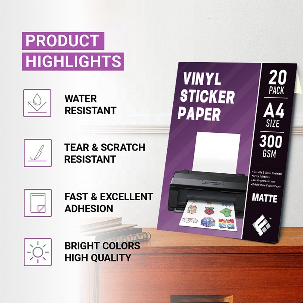 Adhesive Paper Inkjet Printable White Self Adhesive PP Sticker Vinyl Glossy Sticker Paper Waterproof