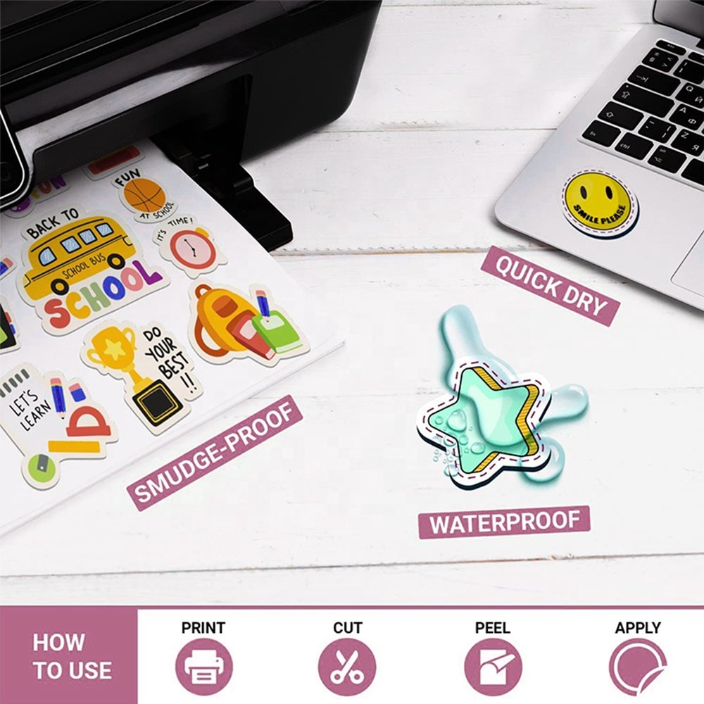 Adhesive Paper Inkjet Printable White Self Adhesive PP Sticker Vinyl Glossy Sticker Paper Waterproof
