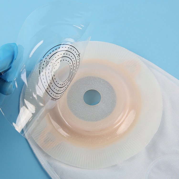 manufacture custom two piece urostomy connector to urine drain bag 25mm 50mm 57mm hole with adhesive