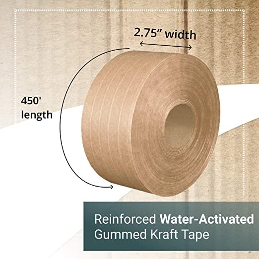 Bailida kraft paper adhesive tape Bailida 2.75" x 450' Reinforced Water-Activated