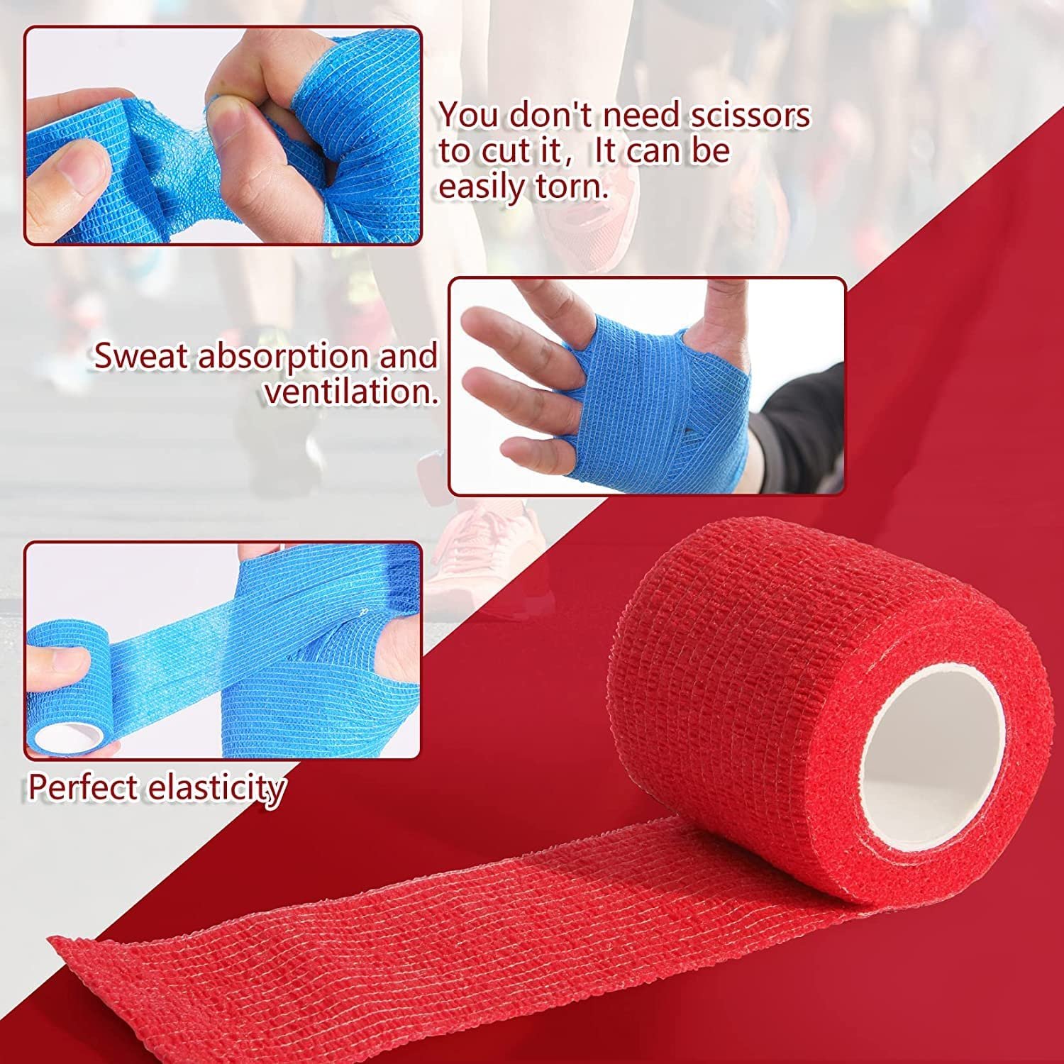 15 Pack 2 Inches X 5 Yards Self Adhesive Bandage Wrap Cohesive Vet Wrap Rolls elastic adhesive bandage