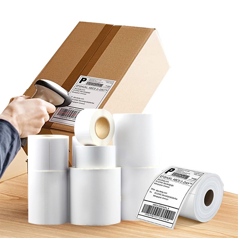 Custom size 400 pcs per roll permanent hotmelt adhesive blank yellow white custom logo printing multipurpose thermal labels