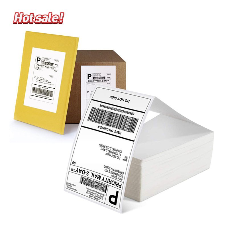 Custom size 400 pcs per roll permanent hotmelt adhesive blank yellow white custom logo printing multipurpose thermal labels