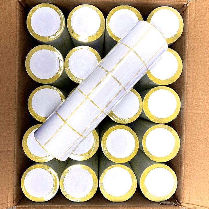 Custom size 400 pcs per roll permanent hotmelt adhesive blank yellow white custom logo printing multipurpose thermal labels