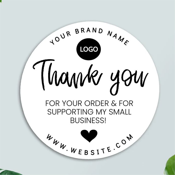 Create Your Brand Logo Thanks YOU Sticker Waterproof Vinyl Custom Size Manufacturers Wholesale