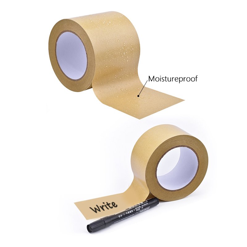 Logo Printed Biodegradable Brown Kraft Paper Tape Self Adhesive Kraft Paper Packing Tape Degradable